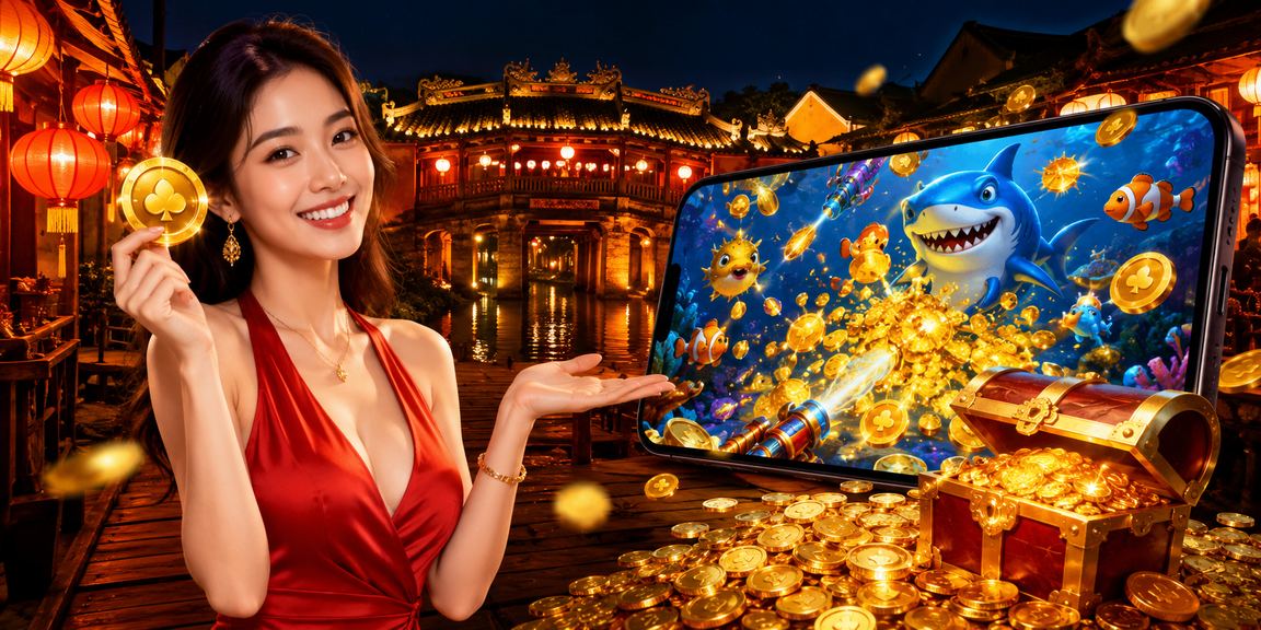 Cảnh chợ đêm Hội An với người dùng trải nghiệm casino trực tuyến trên điện thoại